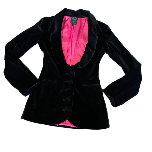 Lac et Mel By Gregor Clemens Designer Smoking Jacket Black Velvet Gothic - Picture 9 of 16